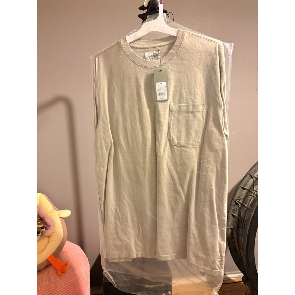 Taupe Size M Mens Long Sleeve T-shirt With‎ Front Pocket
